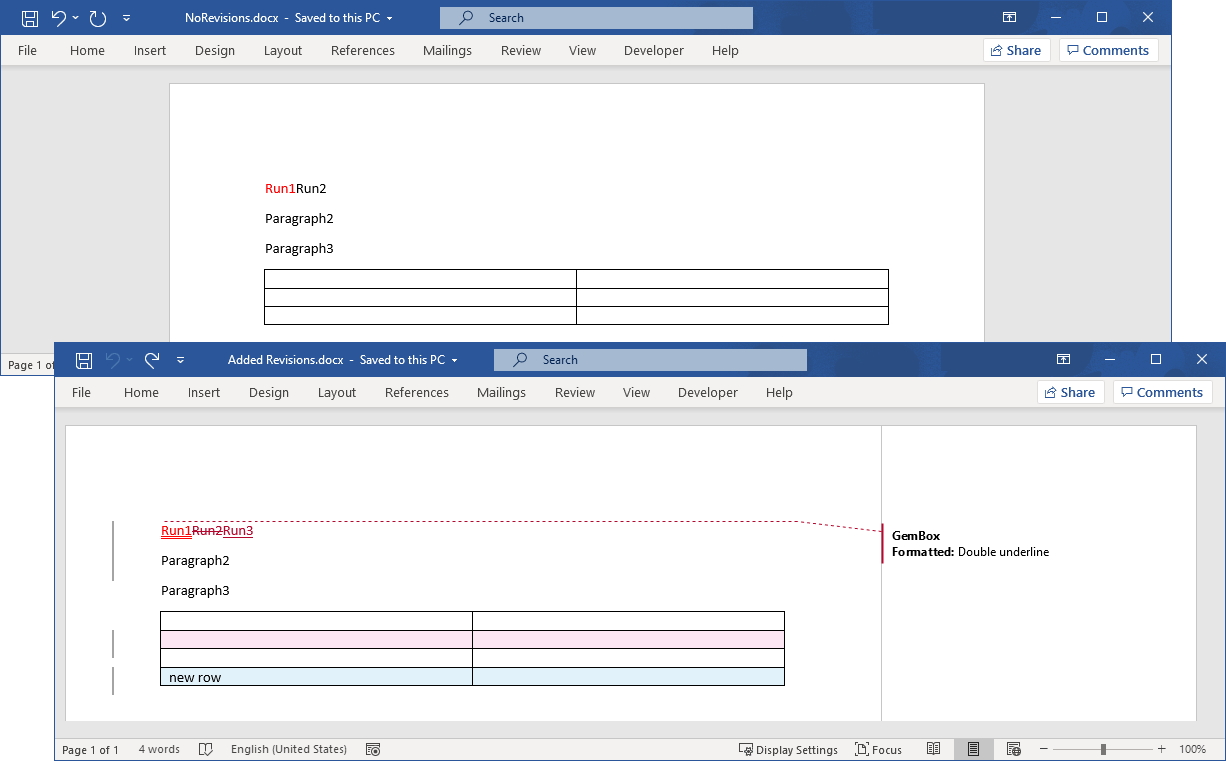 Screenshot of Word file with added revisions Word document with added revisions