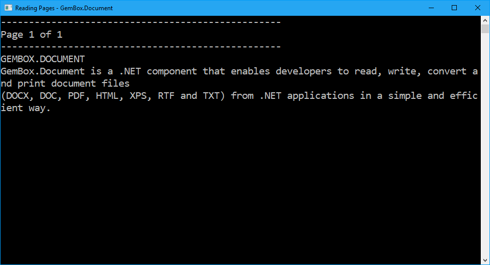 Extracted text from Word file's page Opening and reading Word document's page in C# and VB.NET