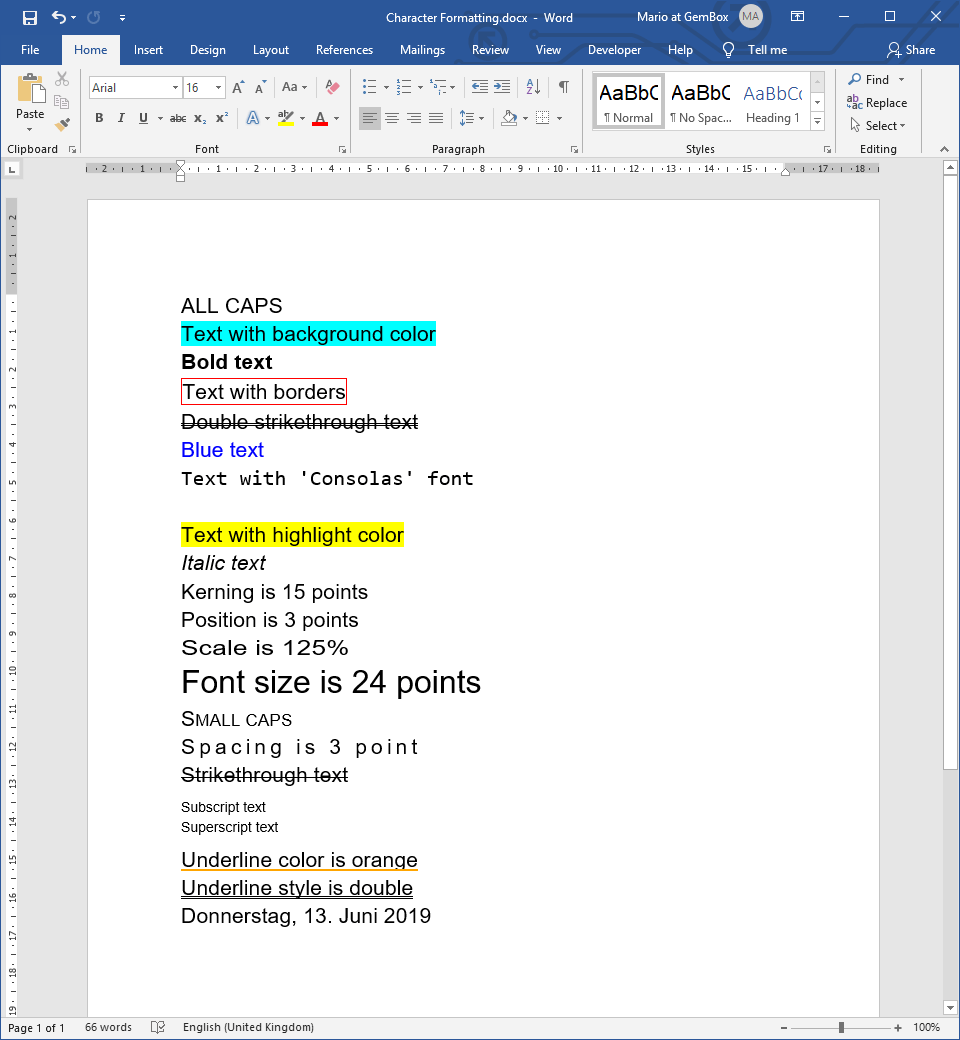 Character Formatting in Word Documents in C# and VB.NET