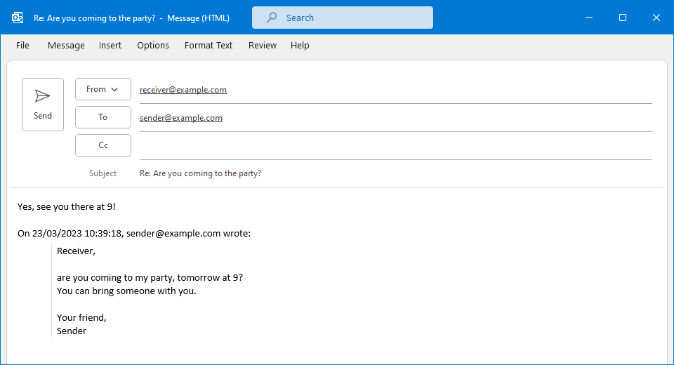 Replied email with original message Reply to an email in C# and VB.NET