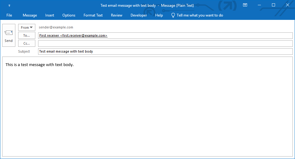 Basic email message Creating an email in C# and VB.NET