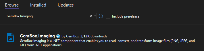 Install GemBox.Imaging NuGet package