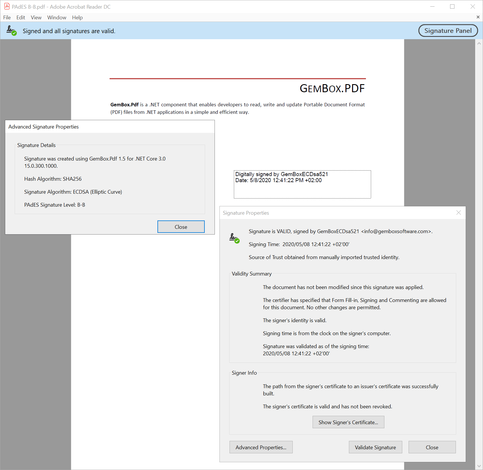 PDF Advanced Electronic Signatures (PAdES) in C# and VB.NET