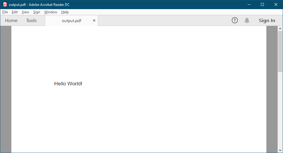 Screenshot of PDF file created with Docker container Generated PDF file from Docker container