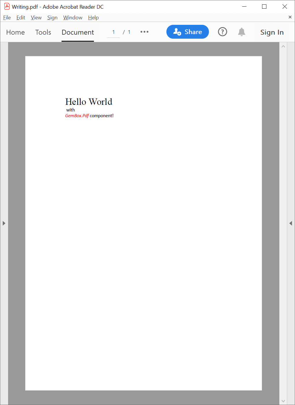 Screenshot of PDF file whose text is written using GemBox.Pdf PDF file whose text is written using GemBox.Pdf