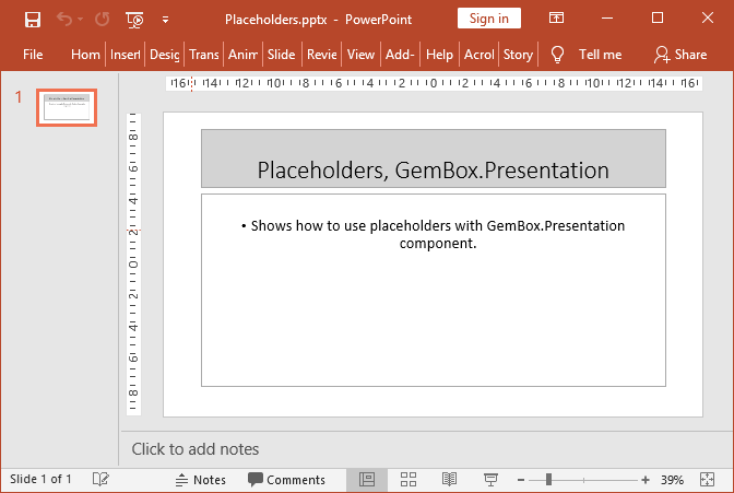 Create Placeholders in PowerPoint with C# and VB.NET