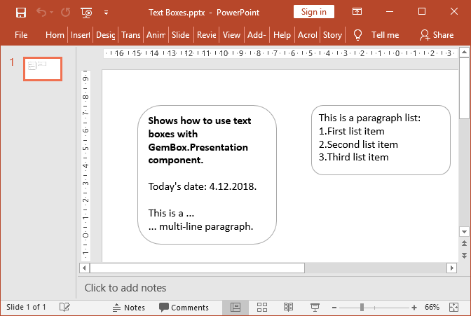 Create and customize PowerPoint text boxes in C# and VB.NET