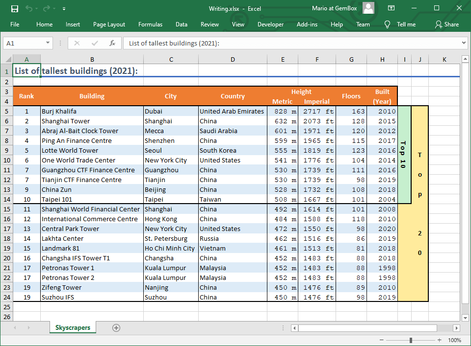 Saved cells to output Excel file Creating and writing Excel workbook's cell values and formatting in C# and VB.NET